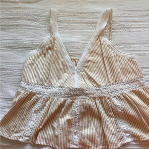 Cream and Tan Strip Top | Summer Top